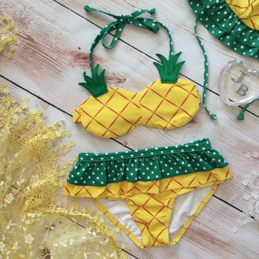 Girls Pineapple Bikini 3pc Set - Picture 2 of 4
